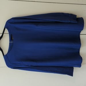 Vintage Silk Royal Blue Pop Over Blouse - XL